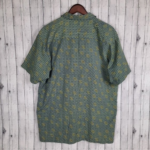 Vintage Address Unknown Button Shirt Men's XL Green & Yellow Geometric - Picture 2 of 5